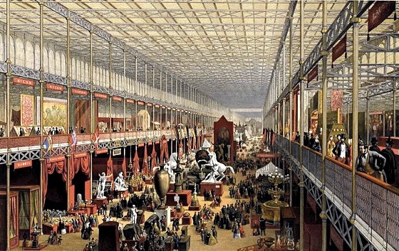 Interior of the Crystal Palace with Neoclassical decorations, 1851