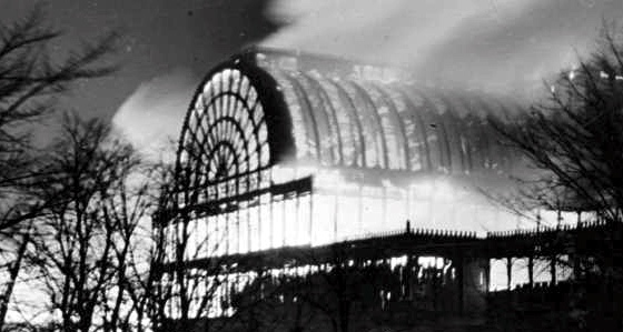 The Crystal Palace burning down, 1936