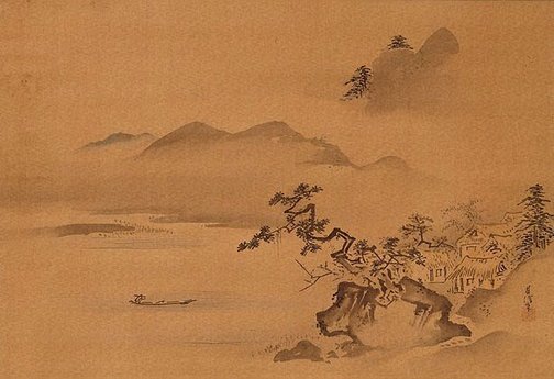 Landscape ink-painting by Kano Chikanobu, late 17th century