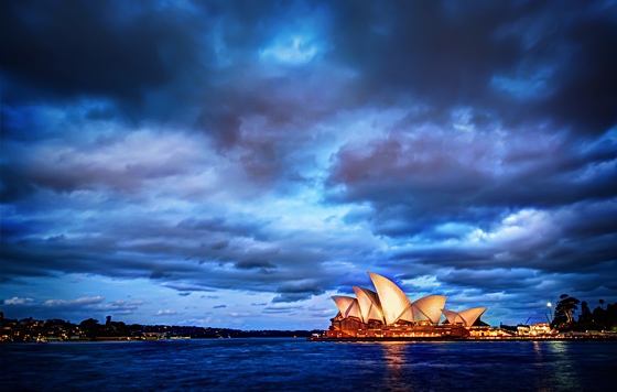 Dramatic cloudscape over Sydney opera house