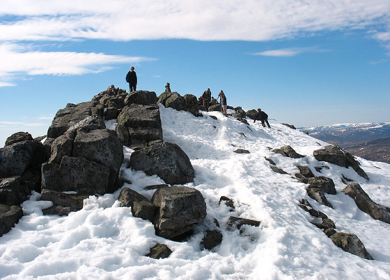 Hillwalkers at the peak of Schiehallion