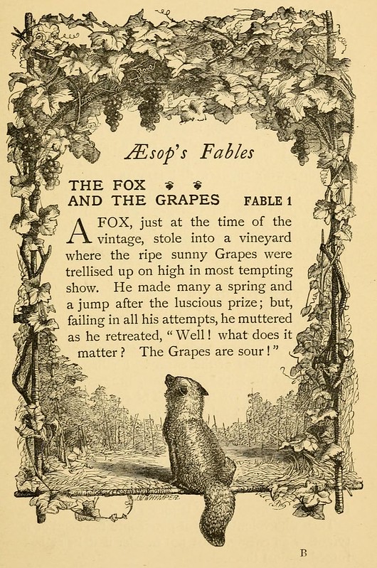 The story of the fox and the grapes, illustrated by John Tenniel