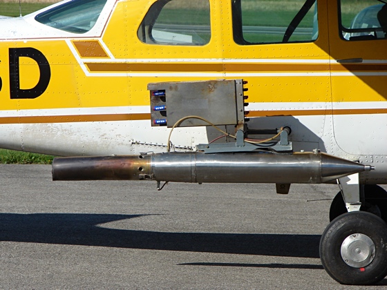 Plane with cloud-seeding gun