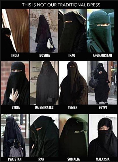 Burqa with full niqab is not traditional in most Muslim cultures
