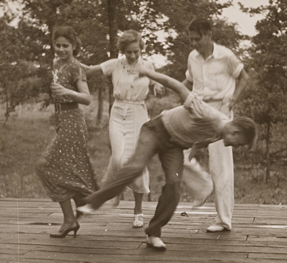 Old photograph of awkward dancers